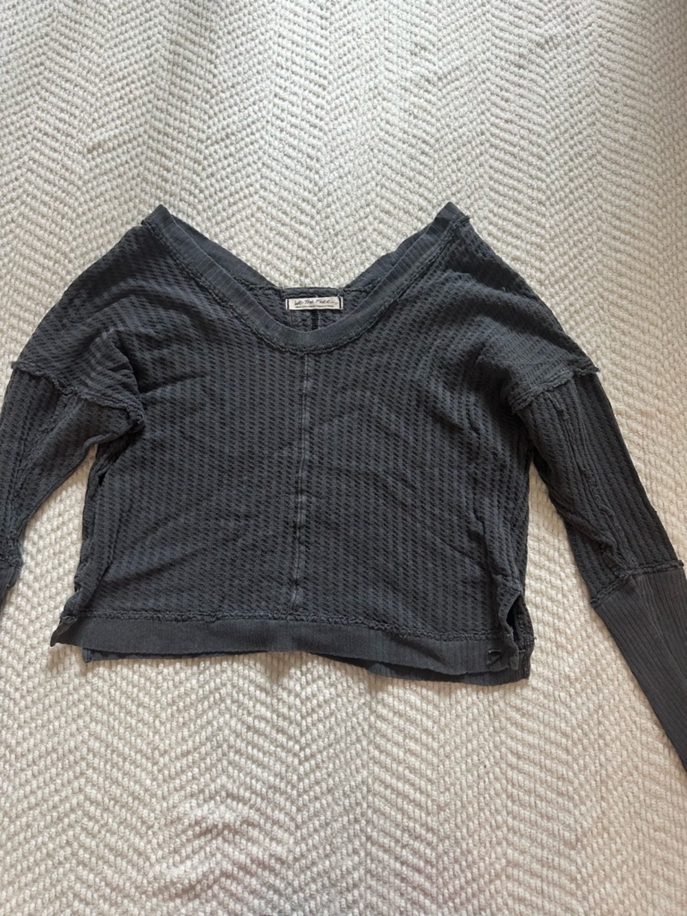 Free People We The Free Charcoal Thermal Crop Top Size S